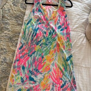 Lilly Pulitzer Pink, Teal and Yellow Tropical Print Dress